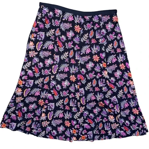 Diane Von Fustenburg Silk Floral Skirt MIDI Size 2 Preppy Summer Travel Spring - Picture 1 of 5